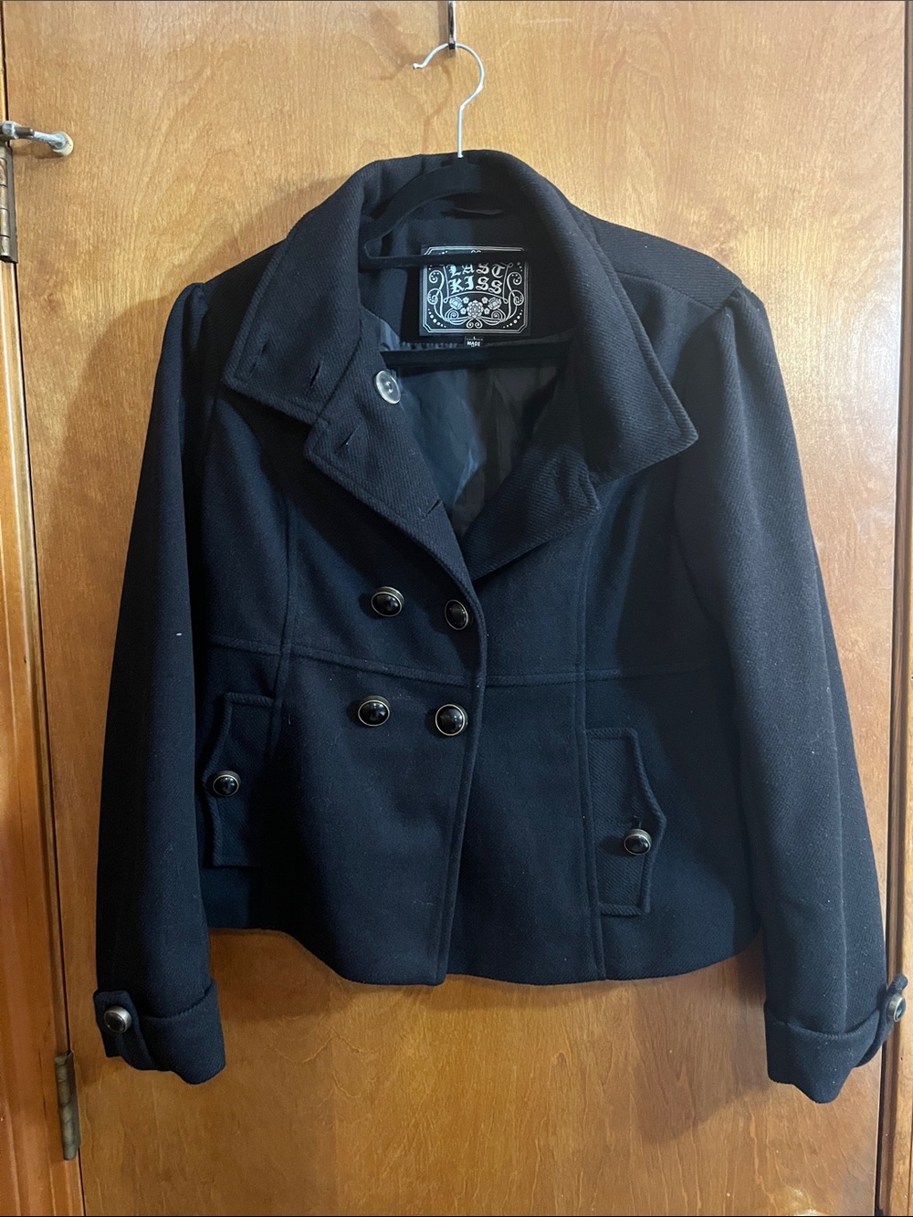 Last Kiss Large Black Double-Breasted Pea Coat - BUNDLE